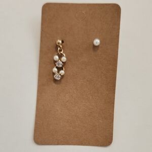 Gold Pearl & Crystal Drop Earring (Single)